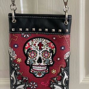 Black and Red Skull Design Women's Bag “Day of the Dead”